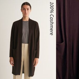 2-Ply Cashmere Dark Brown Long Cardigan Duster Sweater Quiet Luxury Minimalist